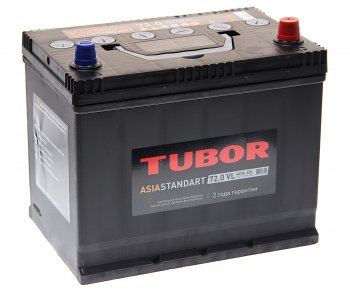 Аккумулятор TUBOR Asia Standart 72Ач обратная полярность TUBOR 6ст72(0) d26l