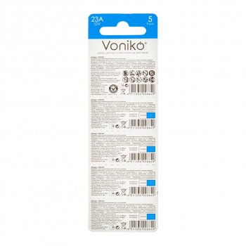 56 р. Батарейка A23 12V (пульт сигнализации) блистер 5шт. (цена за 1шт.) Alkaline Ultra VONIKO VONIKO v-23aбл  с доставкой в г. Вологда. Увеличить фотографию 2