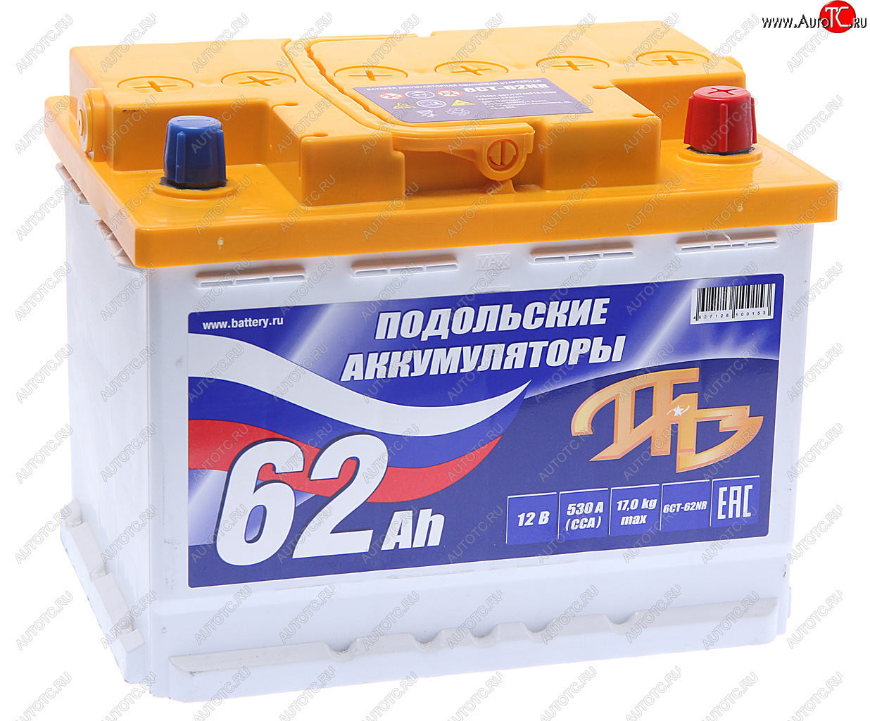 5 199 р. Аккумулятор ПОДОЛЬСК 62Ач обратная полярность ПОДОЛЬСК 6ст62(0)  с доставкой в г. Вологда