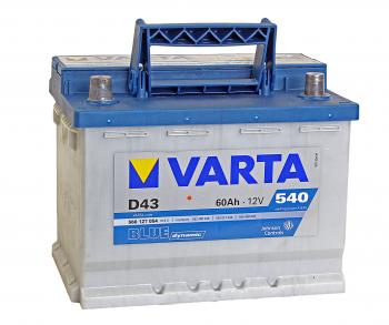 Аккумулятор VARTA Blue Dynamic 60А/ч VARTA 6ст60(1) d43 VARTA 6ст60(1) d43