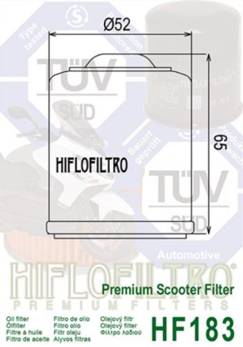 679 р. Фильтр масляный мото SCOOTER HIFLO FILTRO HIFLO FILTRO hf183  с доставкой в г. Вологда. Увеличить фотографию 2