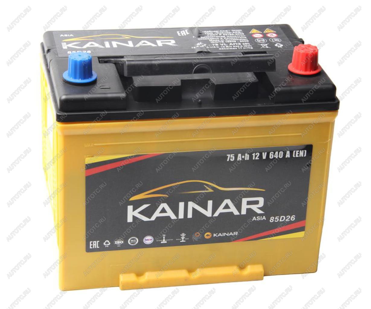 9 499 р. Аккумулятор KAINAR Asia 75Ач обратная полярность KAINAR 6ст75(0) 85d26l  с доставкой в г. Вологда