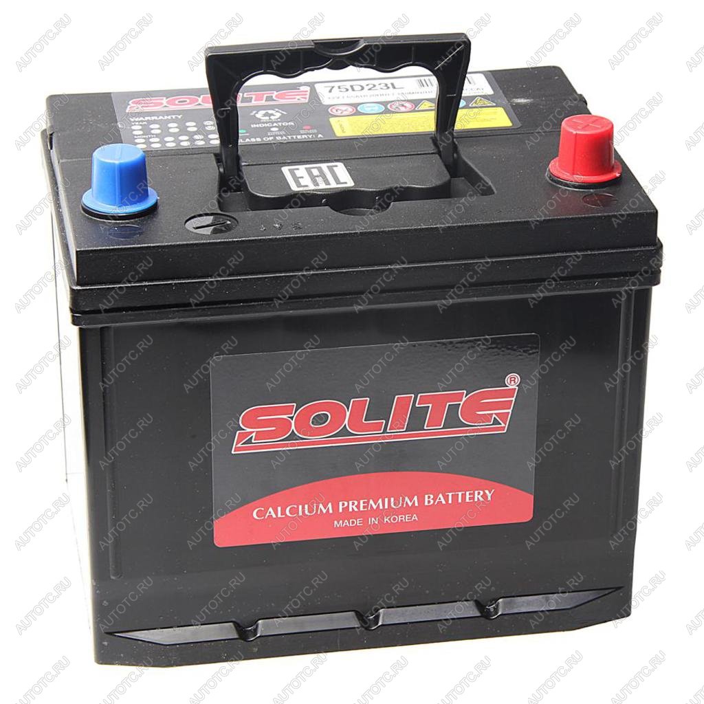 11 749 р. Аккумулятор SOLITE 65Ач обратная полярность нижнее крепление SOLITE 6ст65(0) 75d23l  с доставкой в г. Вологда