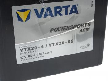 9 649 р. Аккумулятор VARTA MOTO AGM 18Ач VARTA 6ст18 518 902 026 (ytx20-4(bs))  с доставкой в г. Вологда. Увеличить фотографию 2