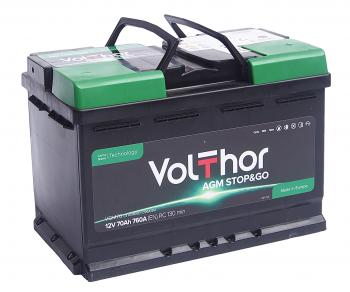 Аккумулятор VOLTHOR AGM 70Ач обратная полярность VOLTHOR 6ст70(0)