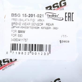 389 р. Датчик износа тормозных колодок BMW X3 (E83) задний (1шт.) BSG BSG bsg15201021  с доставкой в г. Вологда. Увеличить фотографию 5