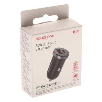 319 р. Устройство зарядное в прикуриватель 1USB + 1 Type C 12V BOROFONE BOROFONE bz22 black  с доставкой в г. Вологда. Увеличить фотографию 4