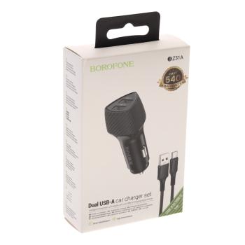 282 р. Устройство зарядное в прикуриватель 2USB 12V BOROFONE BOROFONE bz31a black  с доставкой в г. Вологда. Увеличить фотографию 4