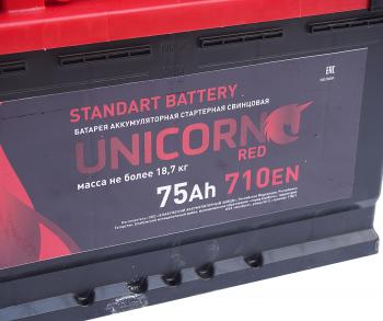 10 199 р. Аккумулятор UNICORN Red 75Ач UNICORN 6ст75(1)  с доставкой в г. Вологда. Увеличить фотографию 3