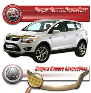 2 479 р. Дефлектор капота CA-Plastic  Ford Kuga  1 (2008-2013) (серия Шелкография золото)  с доставкой в г. Вологда. Увеличить фотографию 2