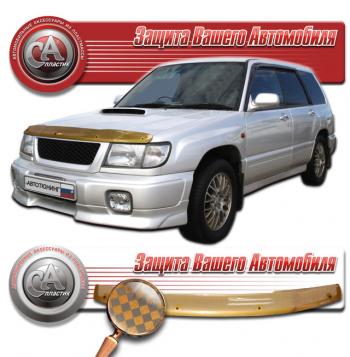 2 159 р. Дефлектор капота CA-Plastiс  Subaru Forester  SF (1997-2000) дорестайлинг (серия Шелкография медь)  с доставкой в г. Вологда. Увеличить фотографию 2