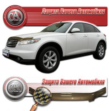 Дефлектор капота CA-Plastiс INFINITI FX35  S50 (2002-2008) дорестайлинг, рестайлинг (серия Шелкография карбон золото)