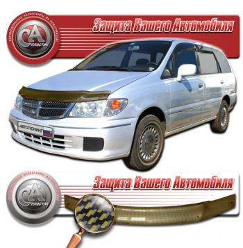 Дефлектор капота на CA-Plastiс Nissan Presage  U30 (1998-2001) дорестайлинг (серия Шелкография карбон золото)