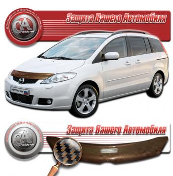 Дефлектор капота CA-Plastiс Mazda Premacy (2005-2010) (серия Шелкография карбон медь)