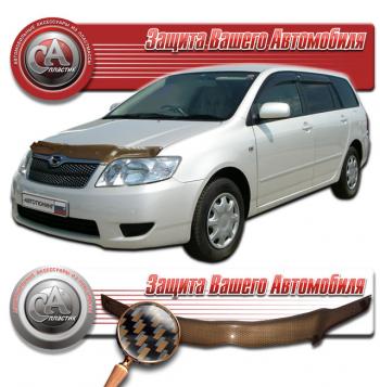 Дефлектор капота CA-Plastiс Toyota Corolla Fielder  E120 (2004-2006) универсал 2-ой рестайлинг (серия Шелкография карбон медь)