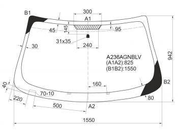 Стекло лобовое Chrysler Sebring 06-10  Dodge Avenger 07-14 FUYAO A236AGNBLV