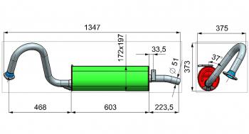 5 649 р. Глушитель ГАЗ-31105 дв.ЗМЗ,Крайслер ЕВРО-3 ТЕХКОМ ТЕХКОМ 31105-1201005  с доставкой в г. Вологда. Увеличить фотографию 2
