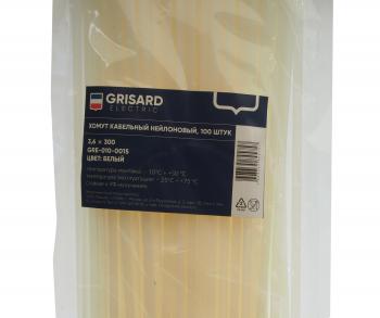 163 р. Хомут-стяжка 300х3.6 пластик белый (100шт.) GRISARD ELECTRIC GRISARD ELECTRIC gre-010-0015  с доставкой в г. Вологда. Увеличить фотографию 2