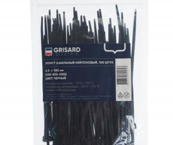 41 р. Хомут-стяжка 100х2.5 пластик черный (100шт.) GRISARD ELECTRIC GRISARD ELECTRIC gre-010-0002  с доставкой в г. Вологда. Увеличить фотографию 2