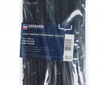 110 р. Хомут-стяжка 200х3.6 пластик черный (100шт.) GRISARD ELECTRIC GRISARD ELECTRIC gre-010-0010  с доставкой в г. Вологда. Увеличить фотографию 2