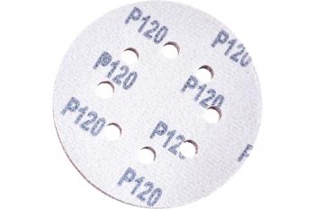 95 р. Бумага наждачная на липучке D125 Р120 8 отверстий 5шт. FIT FIT fit-39666  с доставкой в г. Вологда. Увеличить фотографию 4