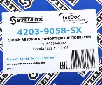 3 099 р. Амортизатор HONDA Jazz (02-08) передний левый газовый STELLOX STELLOX 4203-9058-sx  с доставкой в г. Вологда. Увеличить фотографию 4