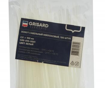 41 р. Хомут-стяжка 100х2.5 пластик белый (100шт.) GRISARD ELECTRIC GRISARD ELECTRIC gre-010-0001  с доставкой в г. Вологда. Увеличить фотографию 2