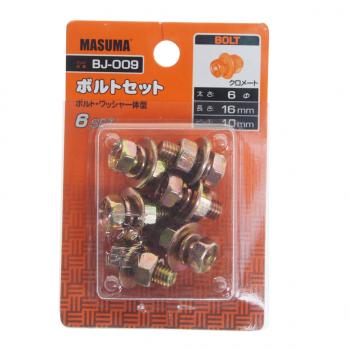 229 р. Болт М6.0x1.0х16.0 с гайкой, шайбой и гровером набор 6шт. MASUMA MASUMA bj-009  с доставкой в г. Вологда. Увеличить фотографию 2