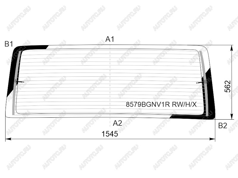 8 799 р. Стекло заднее (Цвет зеленый Обогрев) Volkswagen Transporter 15-  California 15-22  Caravelle 15- XYG 8579BGNV1R RW/H/X  с доставкой в г. Вологда