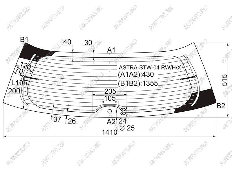 9 749 р. Стекло заднее (Цвет зеленый Обогрев) Opel Astra 04-13  Astra Family 11-14 XYG ASTRA-STW-04 RW/H/X  с доставкой в г. Вологда