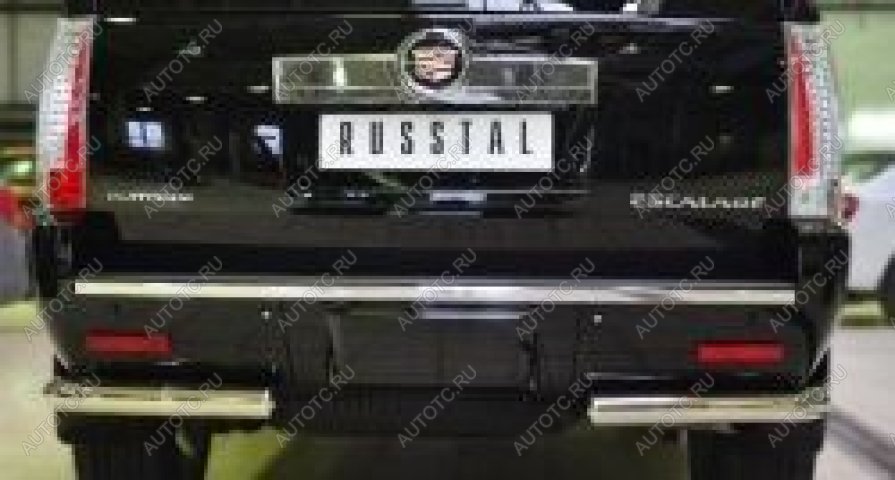 14 999 р. Защита заднего бампера уголки d57 (секции) Slitkoff Cadillac Escalade GMT926 джип 5 дв. короткая база (2006-2014) (нержавейка полированная)  с доставкой в г. Вологда