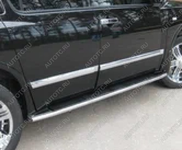 11 999 р. Пороги труба (по колесной базе) SLITKOFF INFINITI QX56 JA60 дорестайлинг (2004-2007) (нержавейка, торцы - срез под 45 градусов)  с доставкой в г. Вологда