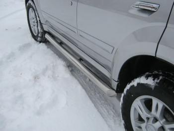 Пороги труба (по дверям) SLITKOFF INFINITI QX56 JA60 дорестайлинг (2004-2007)