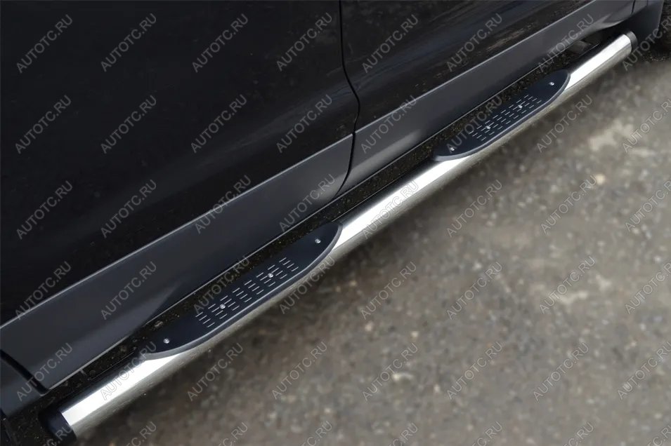 22 549 р. Пороги труба с накладками (d76) SLITKOFF Peugeot 4008 (2012-2017) (нержавейка, на торцах пластиковые заглушки)  с доставкой в г. Вологда
