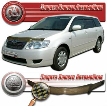 2 399 р. Дефлектор капота CA-Plastiс  SSANGYONG Korando  3 (2010-2025) дорестайлинг (серия Шелкография карбон золото)  с доставкой в г. Вологда. Увеличить фотографию 2