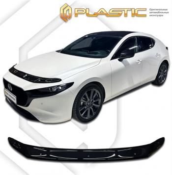 1 999 р. Дефлектор капота CA-Plastic Mazda 3/Axela BP хэтчбэк (2019-2025) (серия Classic черный)  с доставкой в г. Вологда. Увеличить фотографию 2