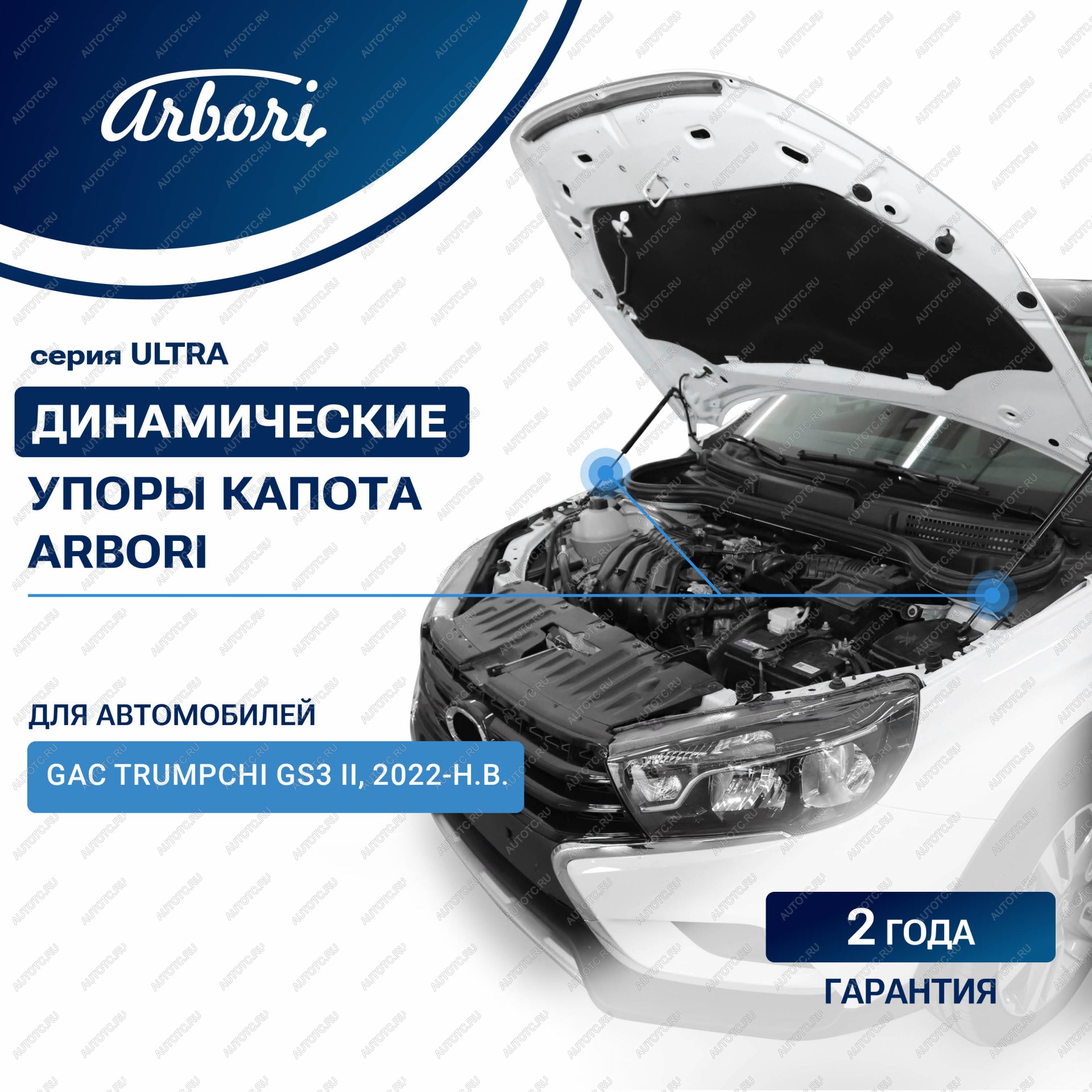 3 499 р. Упоры капота Arbori GAC GS3 (2023-2025)  с доставкой в г. Вологда