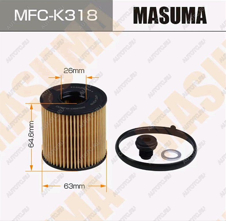 599 р. Фильтр масляный HYUNDAI Creta (21-),Elantra (20-),Tucson (21-) KIA Sportage (22-) (2.0) MASUMA MASUMA mfck318  с доставкой в г. Вологда