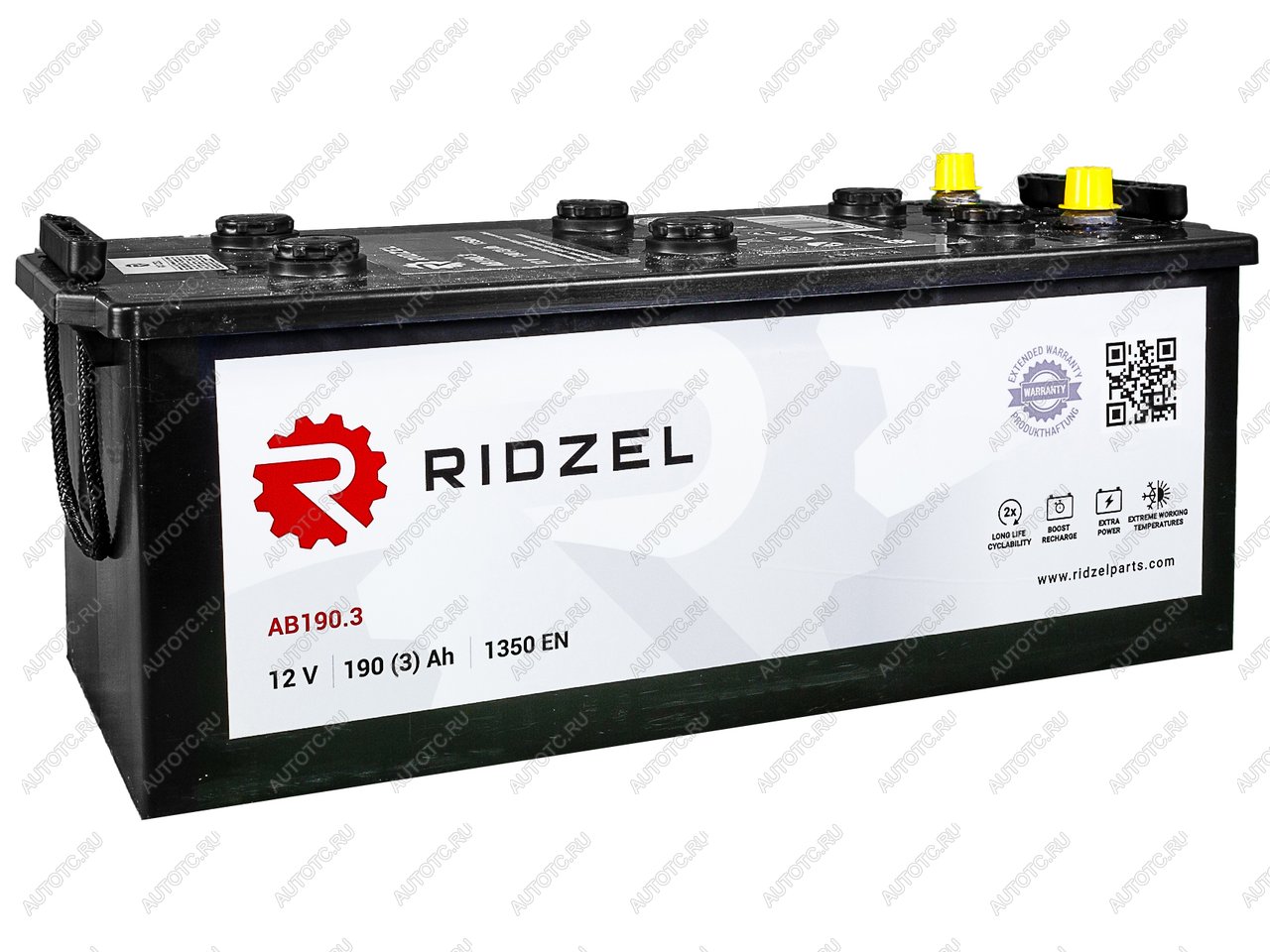19 299 р. Аккумулятор RIDZEL 190Ач обратная полярность RIDZEL 6ст190(3) ab190.3  с доставкой в г. Вологда