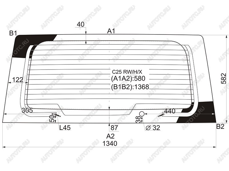 10 399 р. Стекло заднее (Цвет зеленый Обогрев) Nissan Serena 05-10  Suzuki Landy 07-10 XYG C25 RW/H/X  с доставкой в г. Вологда
