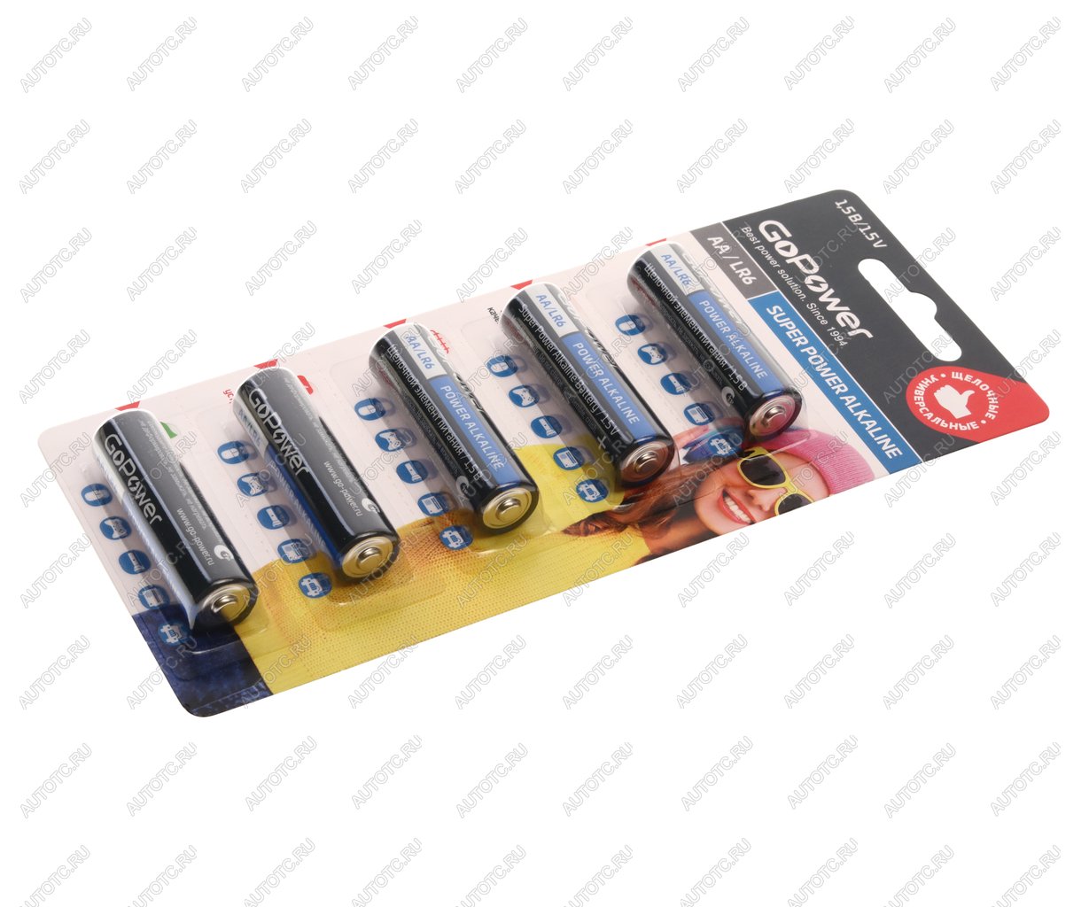 183 р. Батарейка AA LR6 1.5V блистер 5шт. Alkaline GOPOWER GOPOWER 00-00023779  с доставкой в г. Вологда