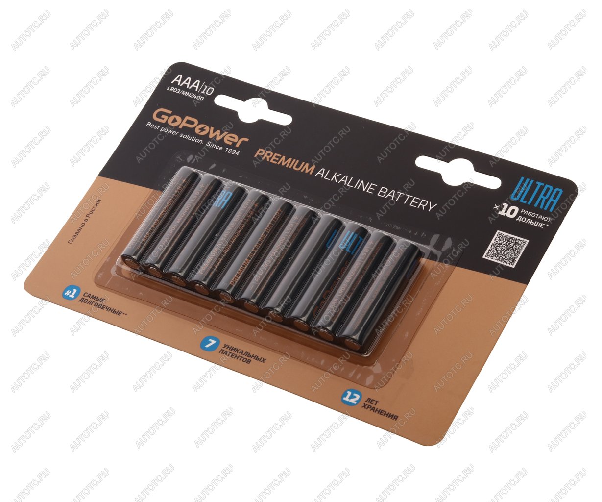449 р. Батарейка AAA LR03 1.5V блистер 10шт. Alkaline Ultra GOPOWER GOPOWER 00-00026397  с доставкой в г. Вологда