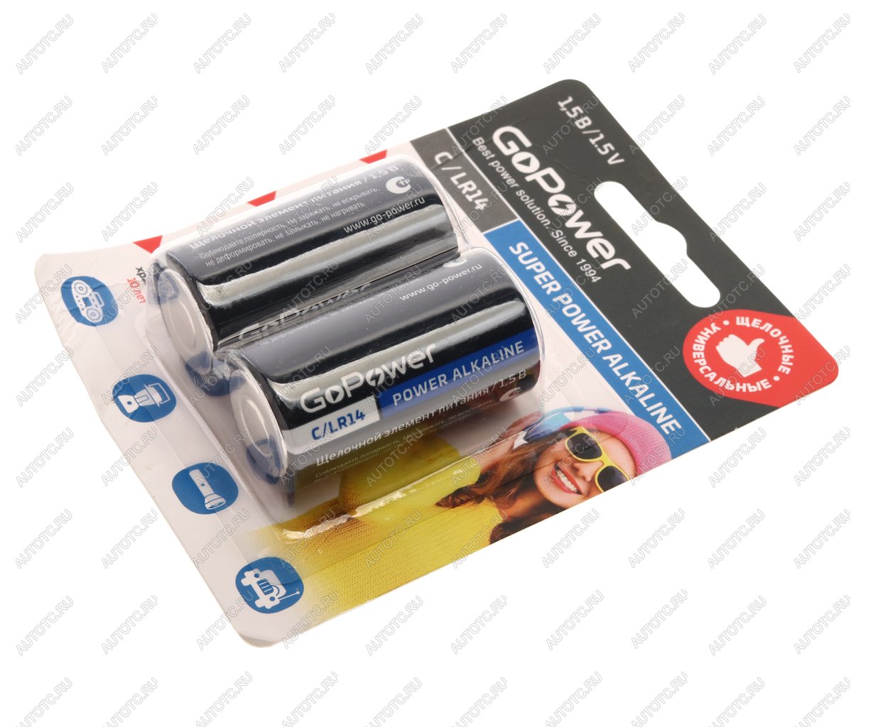 278 р. Батарейка C LR14 1.5V блистер 2шт. Alkaline GOPOWER GOPOWER 00-00017861  с доставкой в г. Вологда