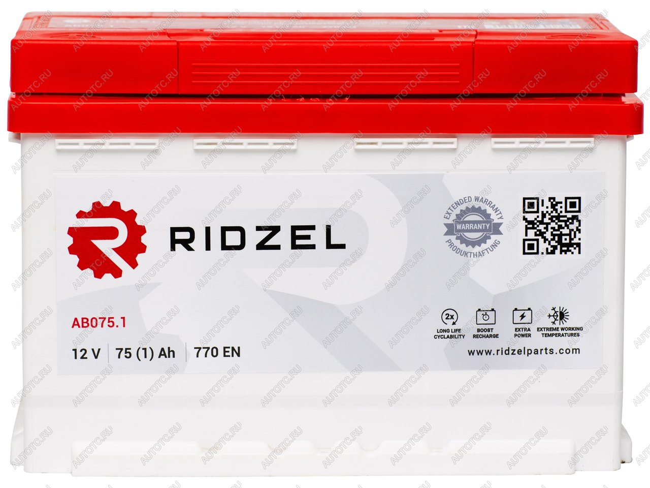 9 199 р. Аккумулятор RIDZEL 75Ач RIDZEL 6ст75(1) ab075.1  с доставкой в г. Вологда