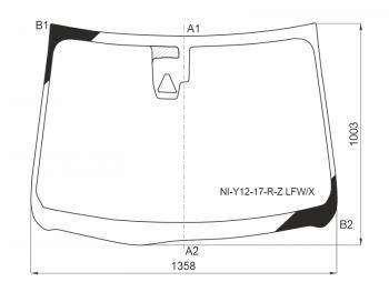 Стекло лобовое (Камера) Nissan AD 16- / Mazda Familia 17-18 / Mitsubishi Lancer Japan 17-19 XYG NI-Y12-17-R-Z LFW/X, niy1217rzlfwx XYG NI-Y12-17-R-Z LFW/X