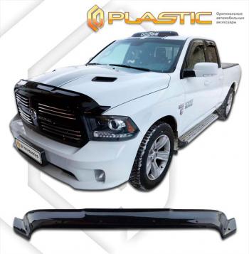 2 399 р. Дефлектор капота (Quad Cab Short Box) CA-Plastiс exclusive  Dodge Ram  DJ, DS (2008-2012) (серия Classic черный, Без надписи )  с доставкой в г. Вологда. Увеличить фотографию 2