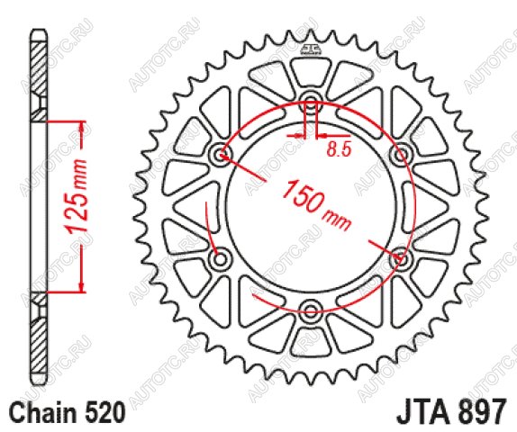 3 199 р. Звезда цепного привода JTA897.49ORG  jta897.49org  с доставкой в г. Вологда