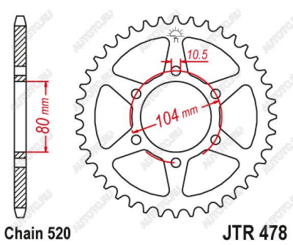 3 099 р. Звезда цепного привода JTR478 46ZBK  jtr478.46zbk  с доставкой в г. Вологда