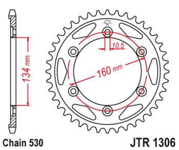 Звезда цепного привода JTR1306 42ZBK  jtr1306.42zbk
