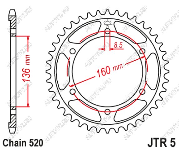 3 279 р. Звезда цепного привода JTR5 47ZBK  jtr5.47zbk  с доставкой в г. Вологда